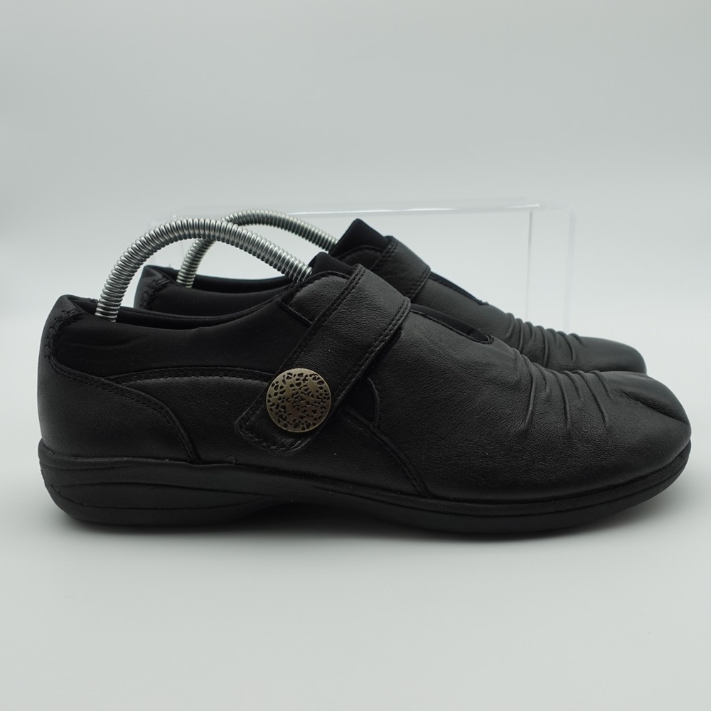 Abeo Women Size 9.5 Mary Jane Black Shoes Comfort Slip On Wedge Loafer Strap